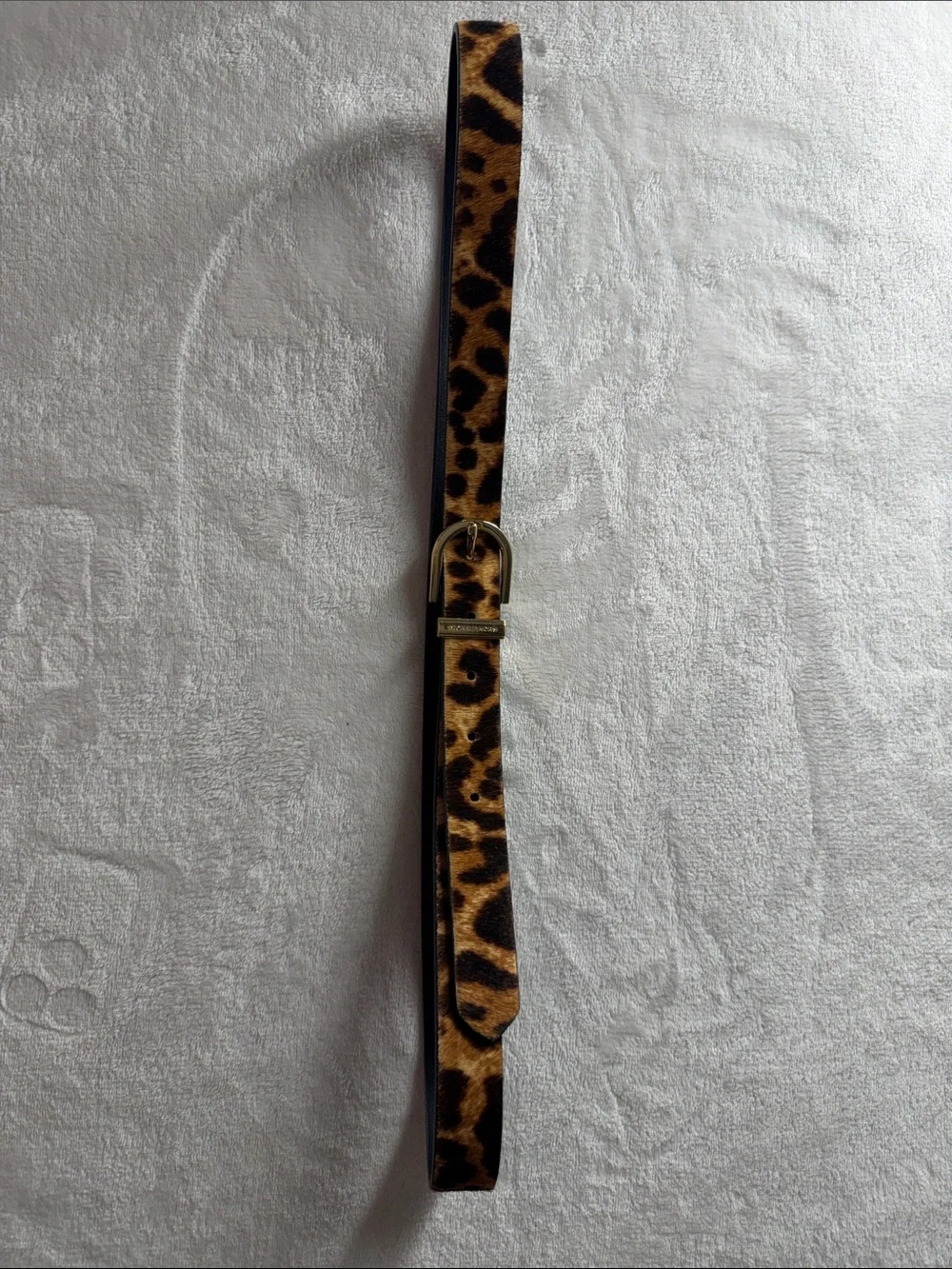 Michael Kors Leopard Haircalf Belt with Gold-Tone Buckle
